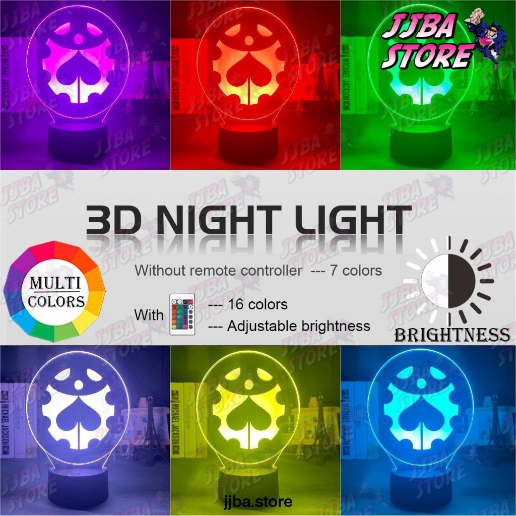 manga jojos bizarre adventure logo design led night light touch sensor colorful nightlight for kids bedroom decor 3d 173 - JoJo's Bizarre Adventure Merch