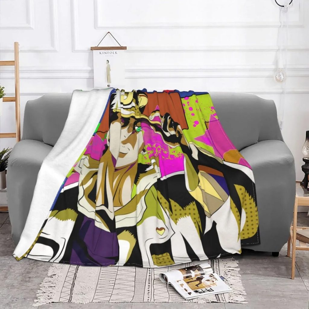 Kujo Jotaro Anime Flannel Throw Blankets Jojo s Bizarre Adventure Blankets for Bed Bedroom Warm Quilt 1 - JoJo's Bizarre Adventure Merch